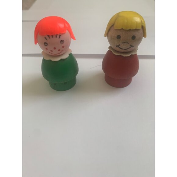 Vintage Fisher Price Little People Wood Head & Body Figures  Set Of‎ 2 1970/80s - Picture 1 of 7